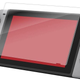 A Nintendo Switch sits with a plastic shield hanging an inch above its display.